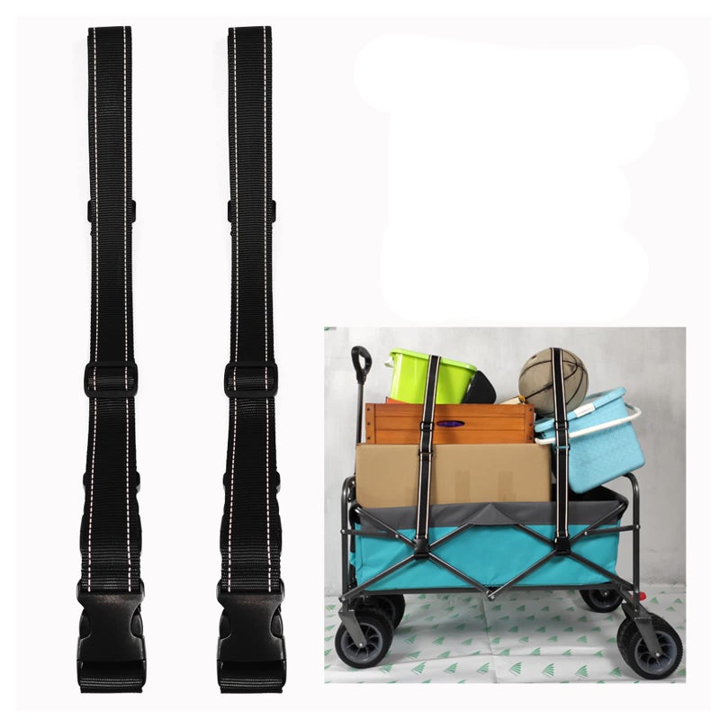 MAMIKO 2 Pack Reflective Wagon Straps for Collapsible Folding Outdoor Utility Wagon Garden Cart, Folding Trolley Cart, Beach Cart Loading Straps - Image 1